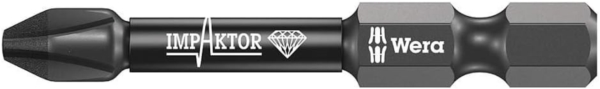 WERA ヴェラ ダイヤモンドコーティング プラスネジ用 インパクトドライバービット 差込6.35mm 刃先サイズPH2 全長50mm 073956